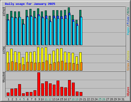 Daily usage for January 2025