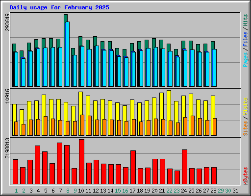 Daily usage for February 2025